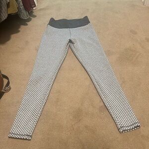 Gray and white legging
